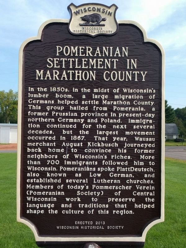 Pomeranian Settlement In Marathon County Pomeranian Settlement In Marathon County